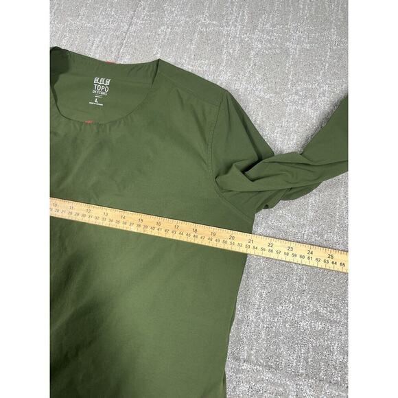 Topo Designs Global Pullover dress olive green stretch shift travel long tunic L - Picture 4 of 7